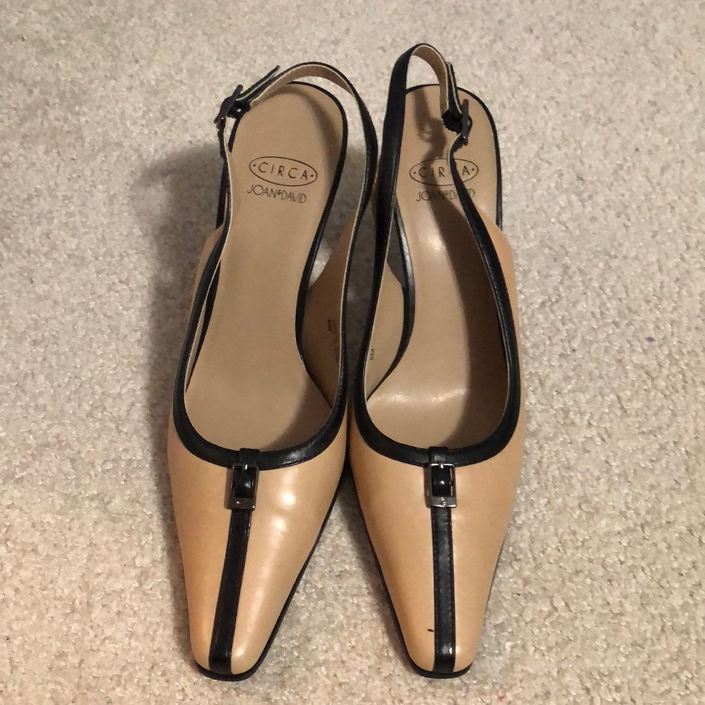 Joan and David beige and black sling back heels . Size 6